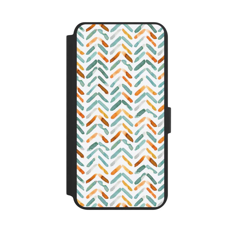 Galaxy S24 + NIVOflip Élégant Automne Chevron Bleu Orange