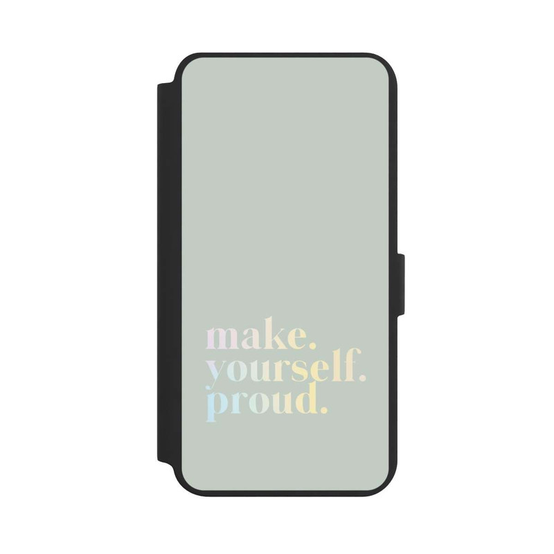 Galaxy S24 + NIVOflip Make Yourself Proud Zitat-Minze und Farbverlauf