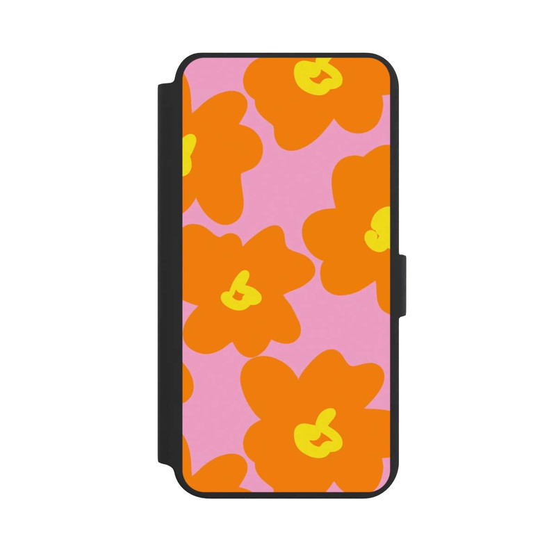 Galaxy S24 + NIVOflip Retro Blumenmuster Pink und Orange