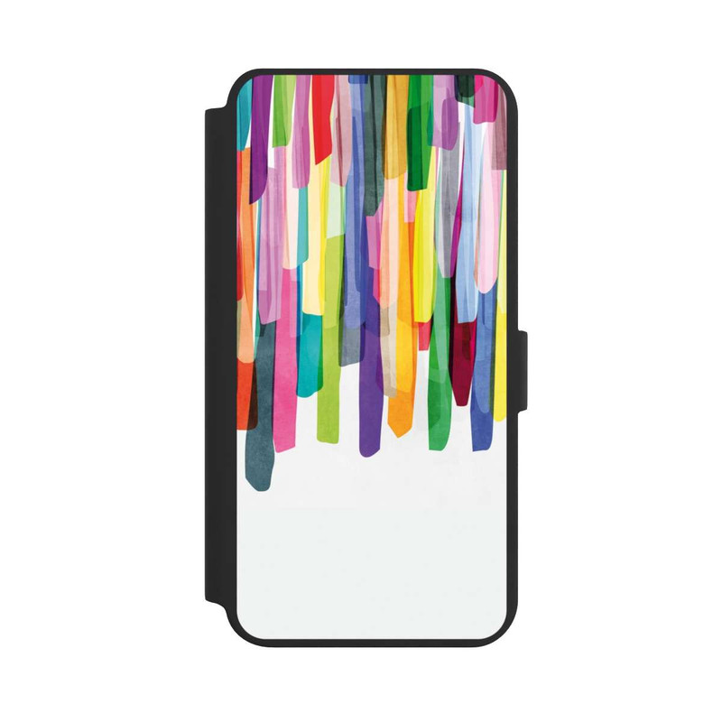 Galaxy S24 + NIVOflip Bunte Streifen Weißer Hintergrund