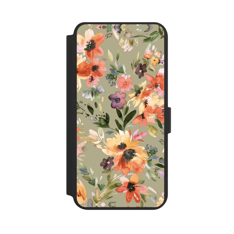 Galaxy S24 + NIVOflip Fleurs tropicales picturales vert sauge
