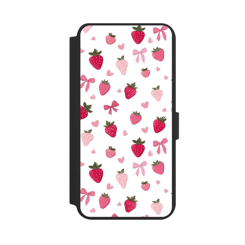 Galaxy S24 + NIVOflip Erdbeer Herz Schleifen Muster Pink