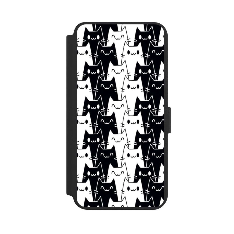 Galaxy S24 + NIVOflip Katzentapete Schwarz Weiß