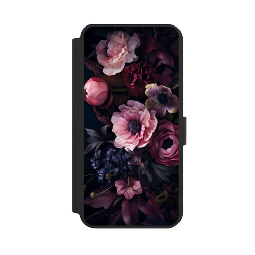 Samsung Galaxy S24+ NIVOflip Rosa Blumenbild mit Pfingstrosen auf dunklem Hintergrund Mit KI