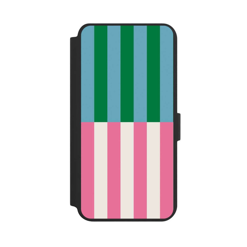 Galaxy S24 + NIVOflip Motif Rayé Vert Rose