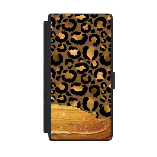 Samsung Galaxy S24 Ultra NIVOflip Dunkelgoldener Leoparden Glitzerlook