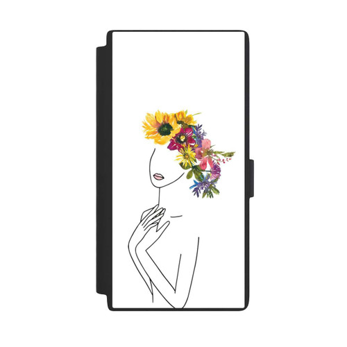 Samsung Galaxy S24 Ultra NIVOflip Line Art Frau mit Blumenkrone