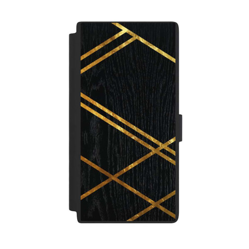 Samsung Galaxy S24 Ultra NIVOflip Schwarzes geometrisches Muster Goldene Streifen