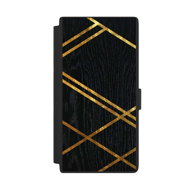 Galaxy S24 Ultra NIVOflip Schwarzes geometrisches Muster Goldene Streifen