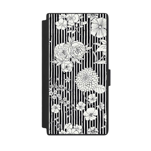 Samsung Galaxy S24 Ultra NIVOflip Blumen und Streifen Schwarz und Weiß