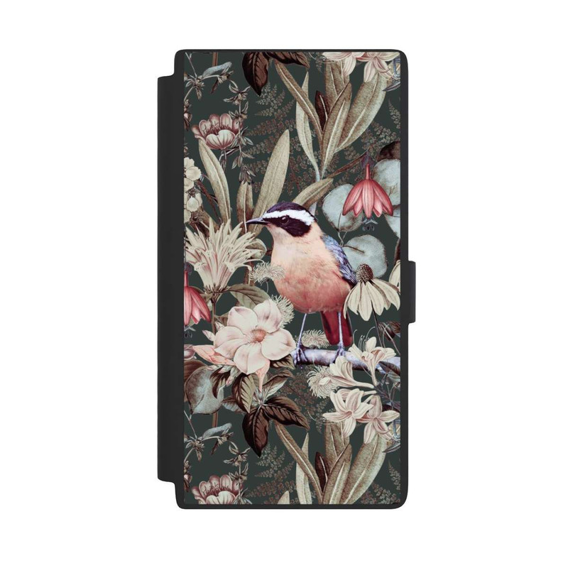 Galaxy S24 Ultra NIVOflip Orangefarbener Vogel im Vintage Blumenmuster