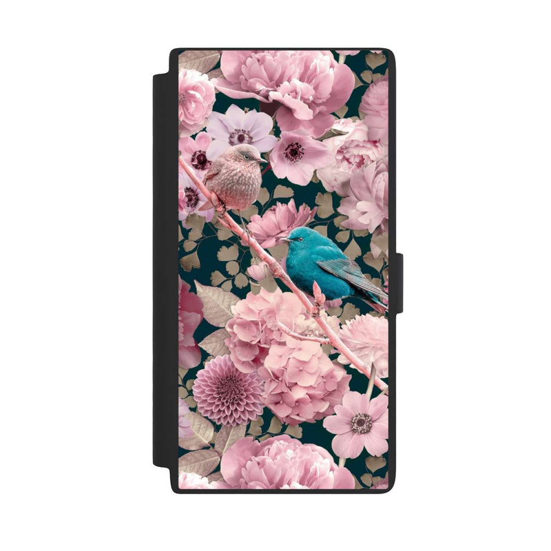 Galaxy S24 Ultra NIVOflip Spatzen im rosa Blumenmuster