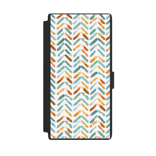 Samsung Galaxy S24 Ultra NIVOflip Elegantes Herbstchevron Blau Orange