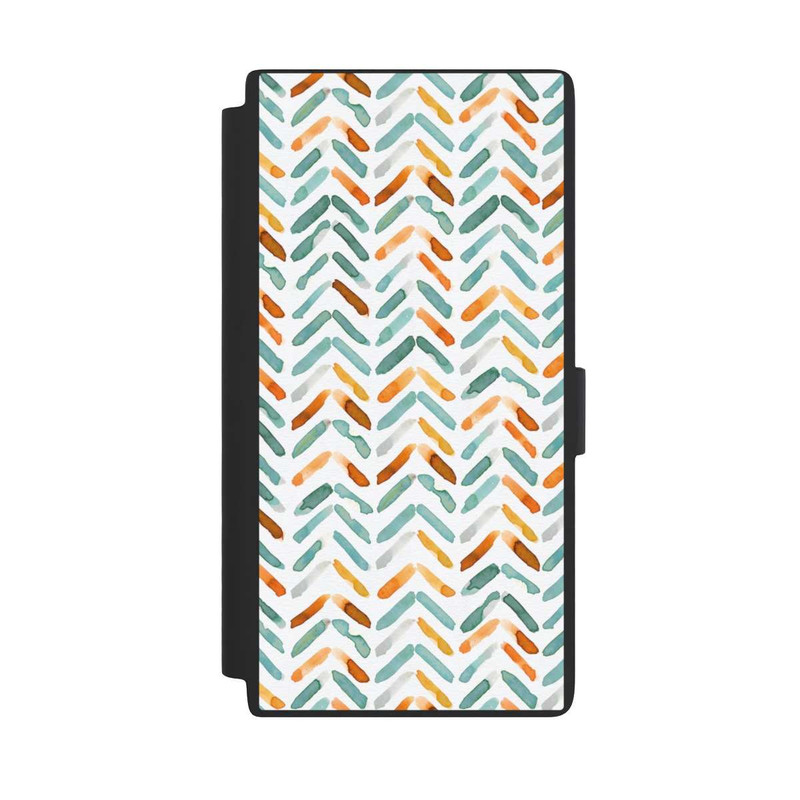 Galaxy S24 Ultra NIVOflip Élégant Automne Chevron Bleu Orange
