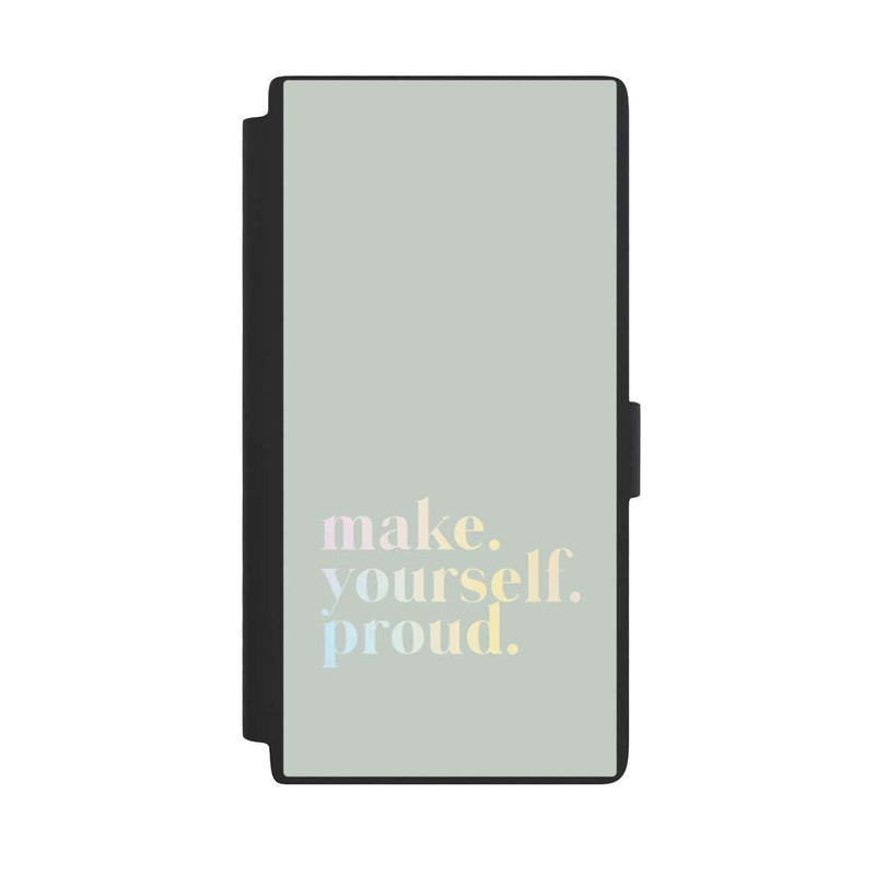 Galaxy S24 Ultra NIVOflip Make Yourself Proud Zitat-Minze und Farbverlauf