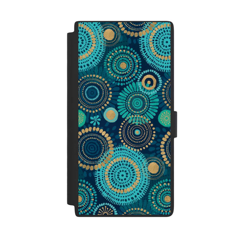 Galaxy S24 Ultra NIVOflip Blockprint India Teal Gold