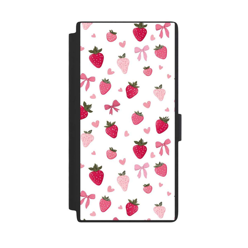 Galaxy S24 Ultra NIVOflip Erdbeer Herz Schleifen Muster Pink