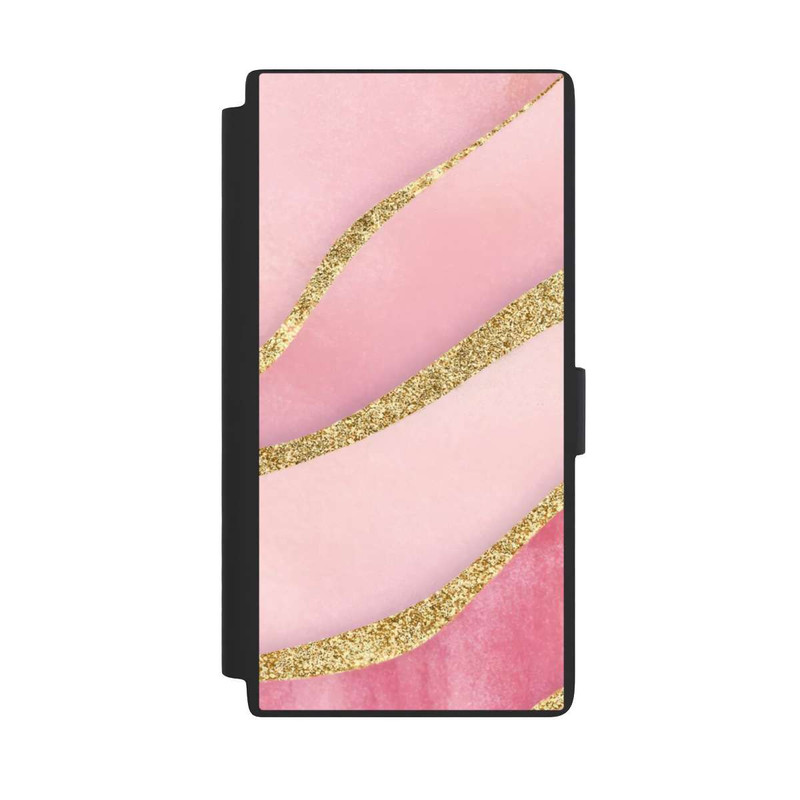Galaxy S24 Ultra NIVOflip Pink Marble Goldprint Stripes