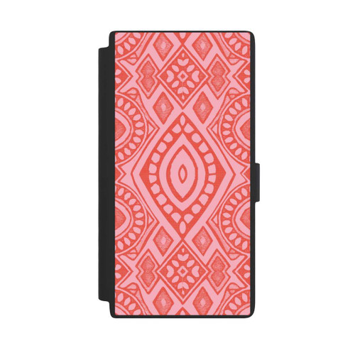 Samsung Galaxy S24 Ultra NIVOflip Boho Geometric Intricate Tribal Design in Shades of Pink