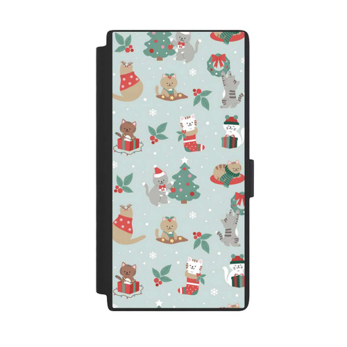 Samsung Galaxy S24 Ultra NIVOflip Cute Winter Wonderland Christmas Festive Cats on Teal