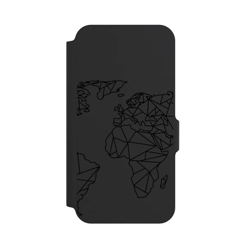 Samsung Galaxy S23 FE NIVOflip Polygon Weltkarte Schwarz ohne Hintergrund