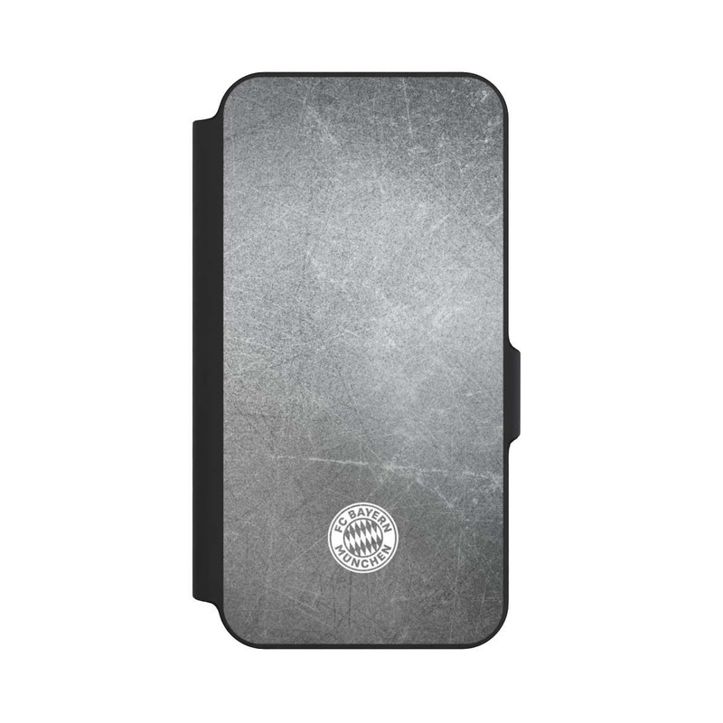Galaxy S23 FE NIVOflip Logo FCB Classique Petit - Blanc sur Fond Métallique