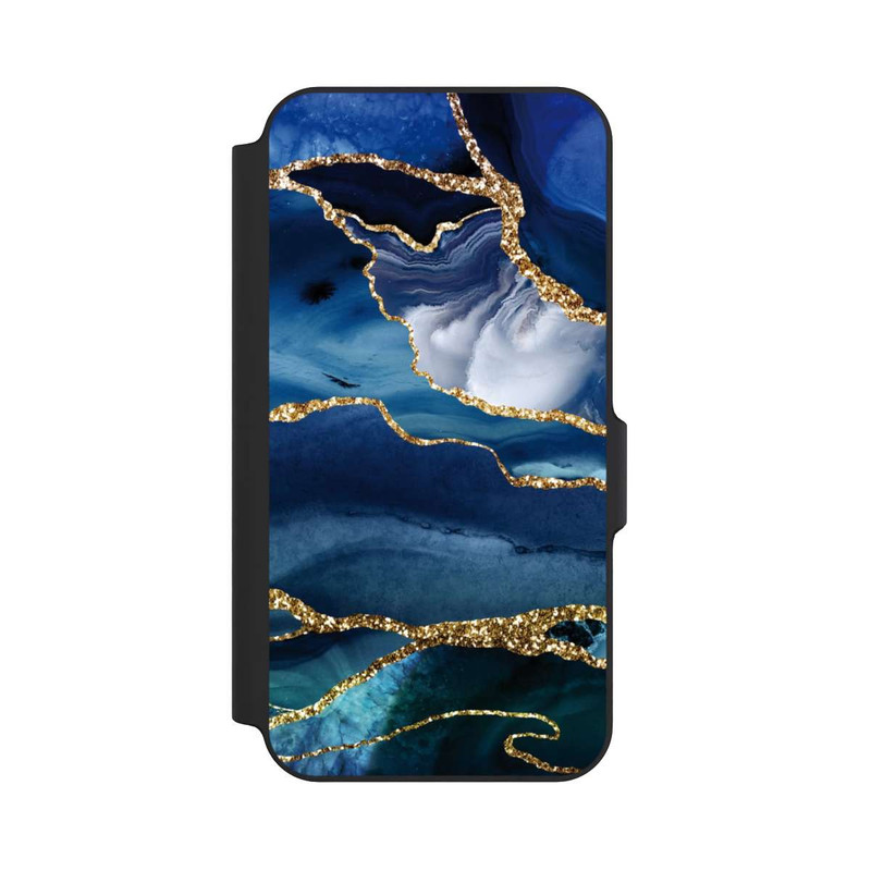 Galaxy S23 FE NIVOflip  Blauer Marmor Gold Glitzer Look