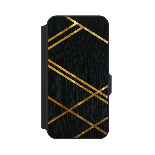 Samsung Galaxy S23 FE NIVOflip Black Geometric Pattern Golden Stripes