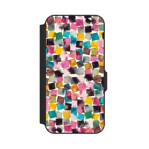Samsung Galaxy S23 FE NIVOflip Plaids Géométriques Aquarelle Rose