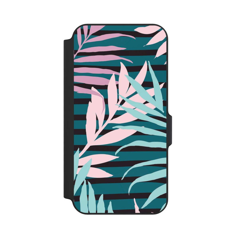 Galaxy S23 FE NIVOflip Feuilles de jungle pastel rose sarcelle