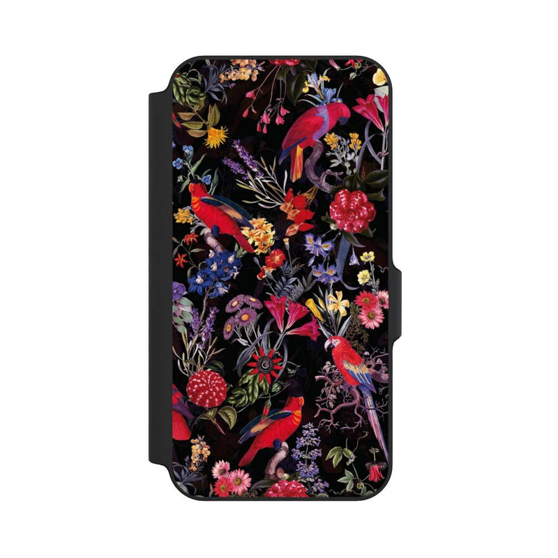 Galaxy S23 FE NIVOflip Fleurs sombres et perroquets