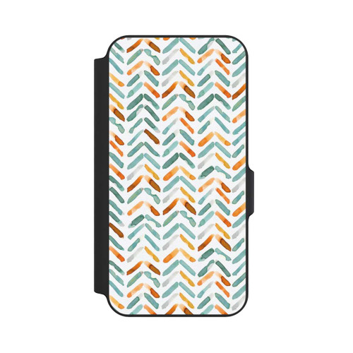 Samsung Galaxy S23 FE NIVOflip Elegantes Herbstchevron Blau Orange