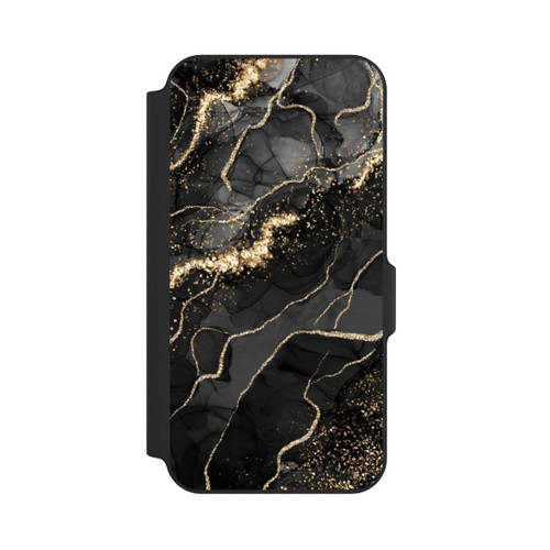 Samsung Galaxy S23 FE NIVOflip Look Spirales de Marbre Sombre &amp; Or
