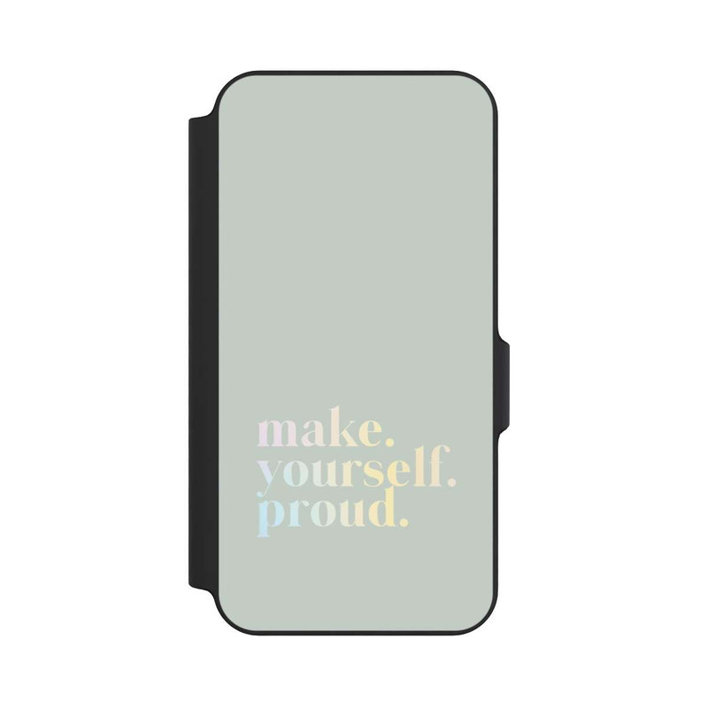 Galaxy S23 FE NIVOflip Make Yourself Proud Zitat-Minze und Farbverlauf