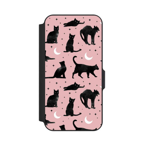 Samsung Galaxy S23 FE NIVOflip Katzen und Mond auf Rosa