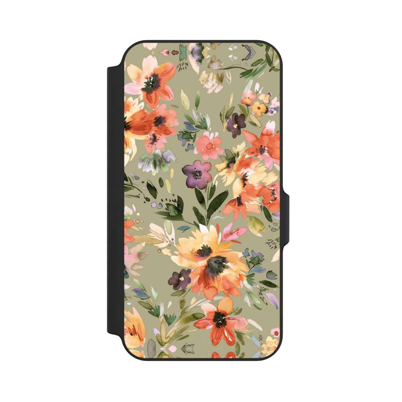 Galaxy S23 FE NIVOflip Malerische tropische Blumen Salbeigrün