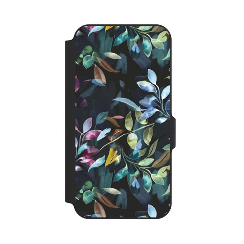 Samsung Galaxy S23 FE NIVOflip Aquarelle Feuilles Mystiques Noir