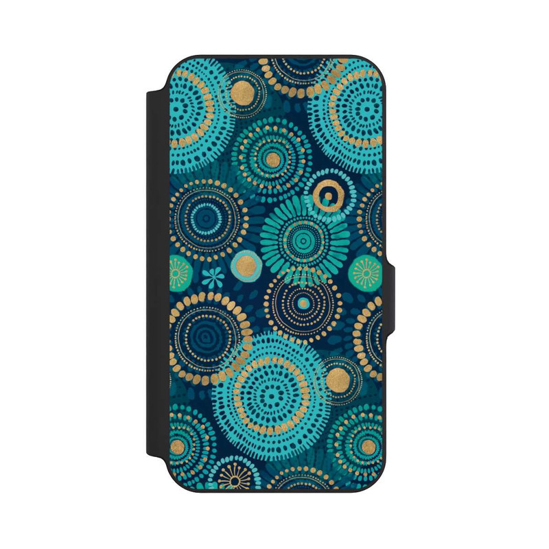 Galaxy S23 FE NIVOflip Blockprint India Teal Gold