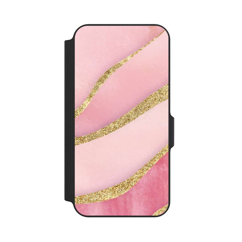 Galaxy S23 FE NIVOflip Pink Marble Goldprint Stripes