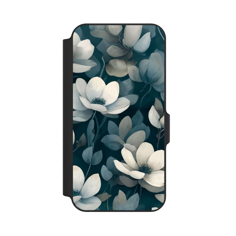 Galaxy S23 FE NIVOflip Petrolfarbene Negativblumen mit KI