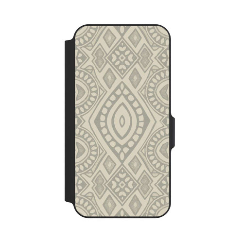 Samsung Galaxy S23 FE NIVOflip Boho Geometric Mosaic Pattern Neutral Grey and Beige