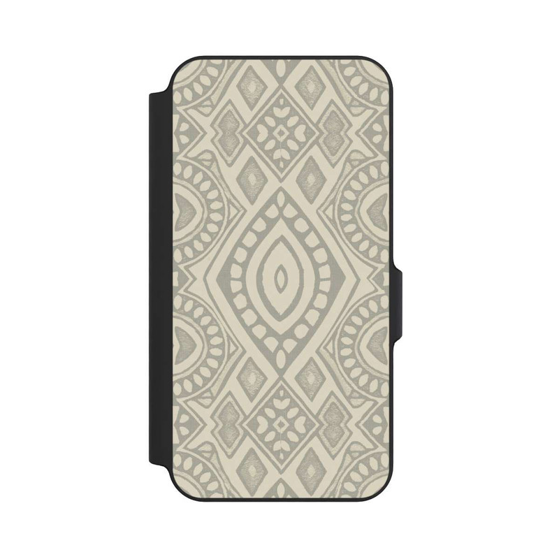 Galaxy S23 FE NIVOflip Boho Geometric Mosaic Pattern Neutral Grey and Beige