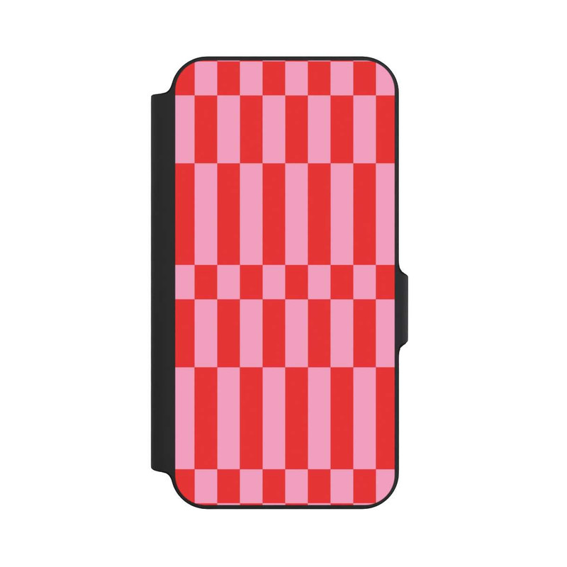 Galaxy S23 FE NIVOflip Checked Abstract Bold Coral Red and Pink Color Block