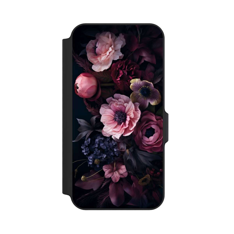 Galaxy S23 FE NIVOflip Rosa Blumenbild mit Pfingstrosen auf dunklem Hintergrund Mit KI