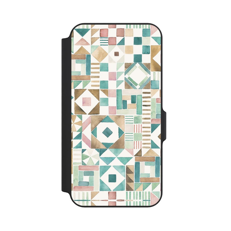 Galaxy S23 FE NIVOflip Geometric Blocks Retro Vintage Patchwork Green