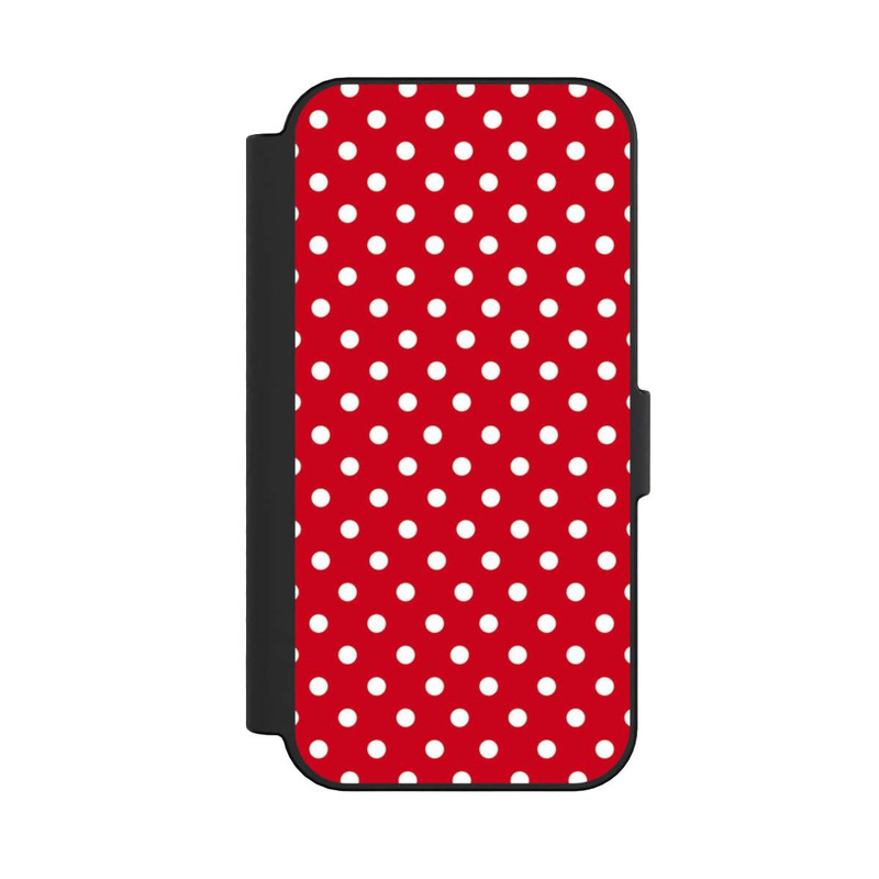 iPhone 16 NIVOflip Polka Dots Dunkelrot und Weiß