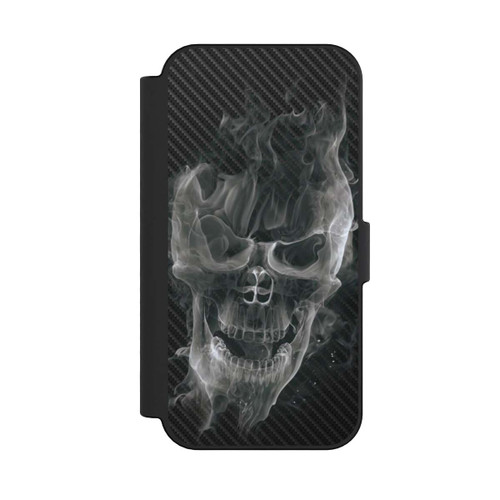 Apple iPhone 16 NIVOflip rauchender Totenkopf Carbon