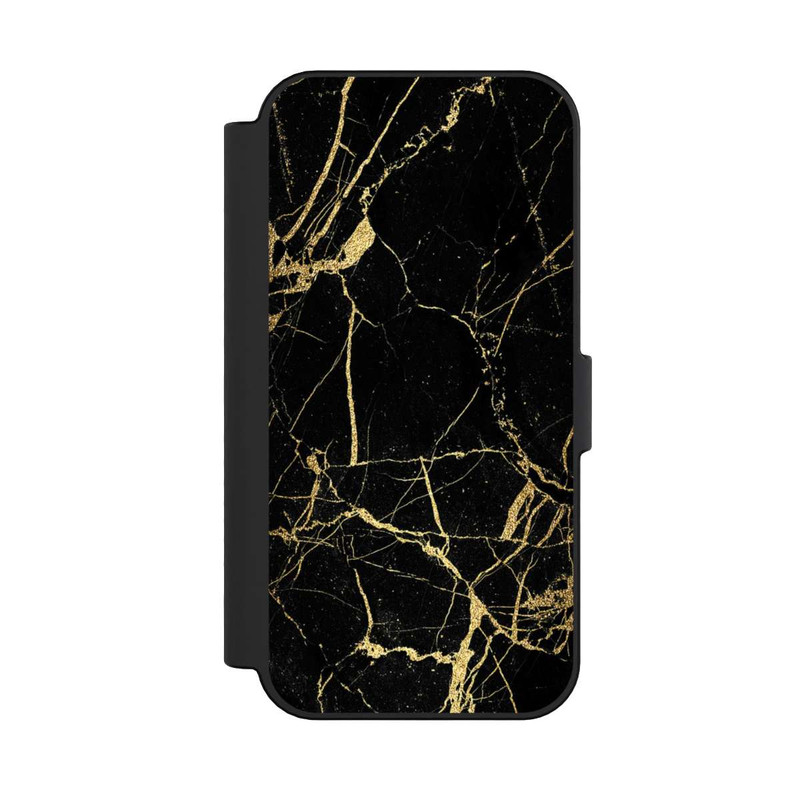 iPhone 16 NIVOflip Schwarzgoldener Marmor-Look