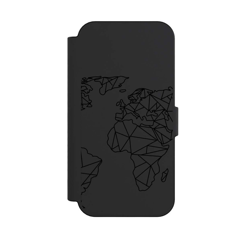 iPhone 16 NIVOflip Polygon Weltkarte Schwarz ohne Hintergrund