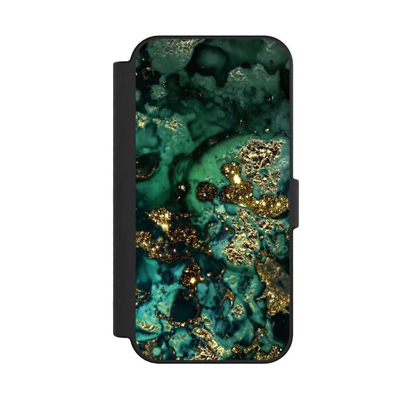iPhone 16 NIVOflip Cyan Glitzer Marmorlook